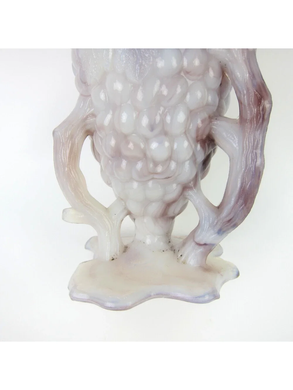 Antique Northwood Mosaic Purple Slag Glass Grape Vine Chalice Vase Early 1900s